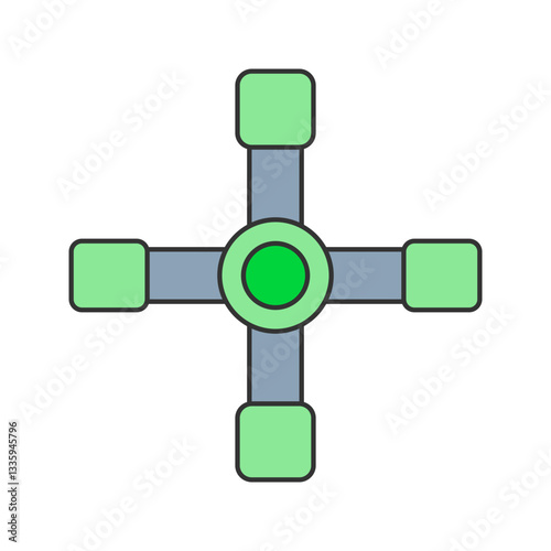 Propeller Hub Flat design style, green propeller hub, representing drone or RC aircraft components, suitable for aviation, technology, and toy-related illustrations.