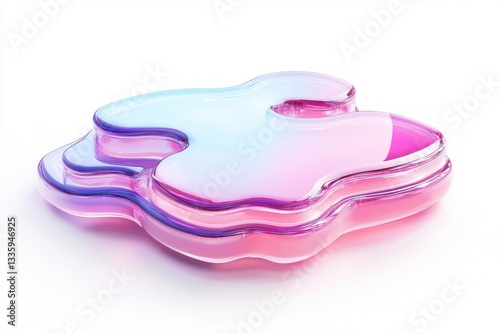 Captivating abstract form in bright light iridescent hues glassy layered surface modern and futuristic