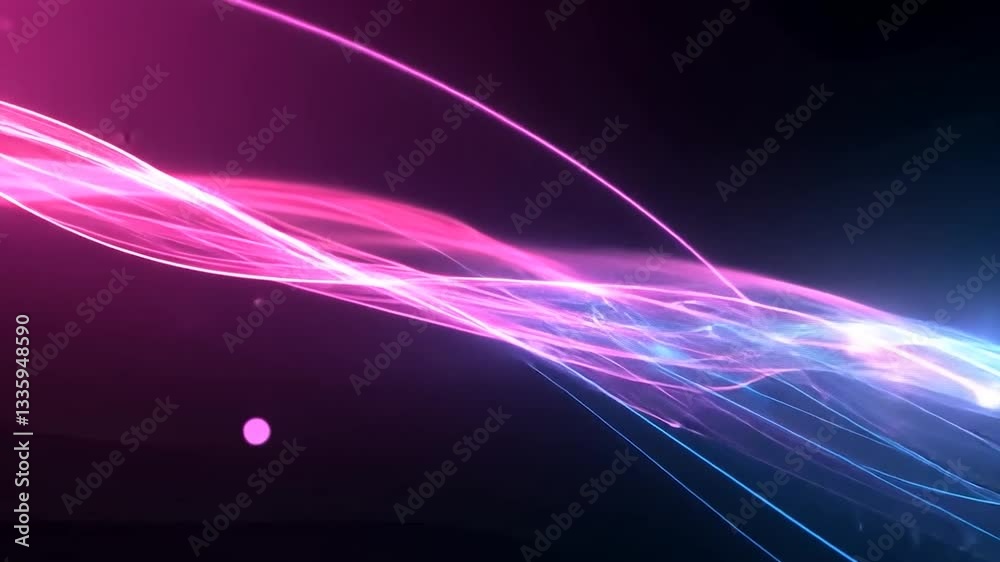 Abstract colorful light waves flowing across a dark background, creating a dynamic visual effect