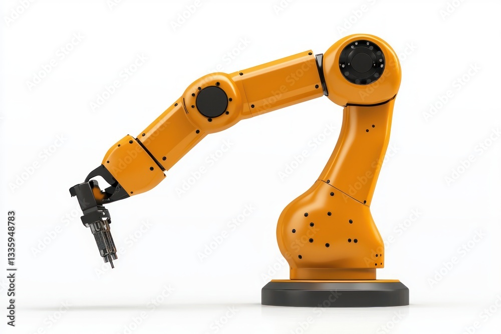 Fototapeta premium Industrial Robot Arm Precision Manufacturing Equipment Automation on White Modern Technology