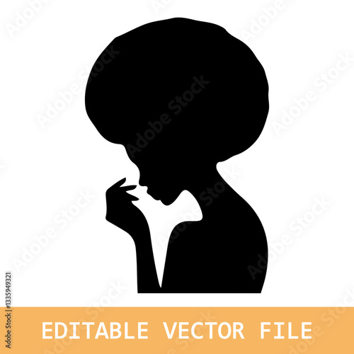 Vector silhouette of black woman with afro hair. Stop racism. Black lives matter