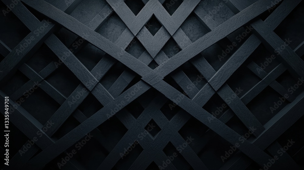 A 3D rendering of a dark gray lattice structure with intersecting lines forming a geometric pattern.