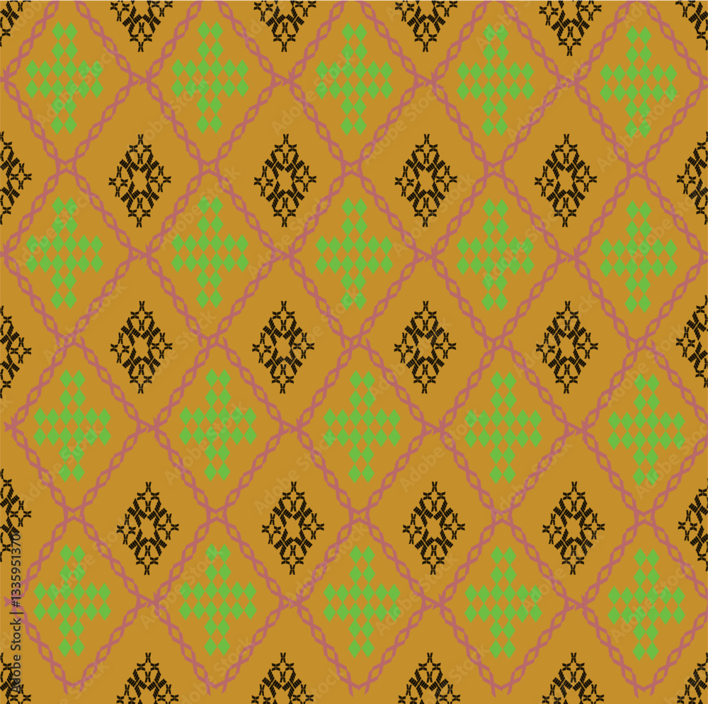 seamless damask pattern, marquise shape