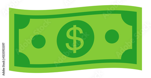 Flying dollar symbol.Green banknote.United States of America, USD  money currency bill.Payment, purchase, savings symbol.
