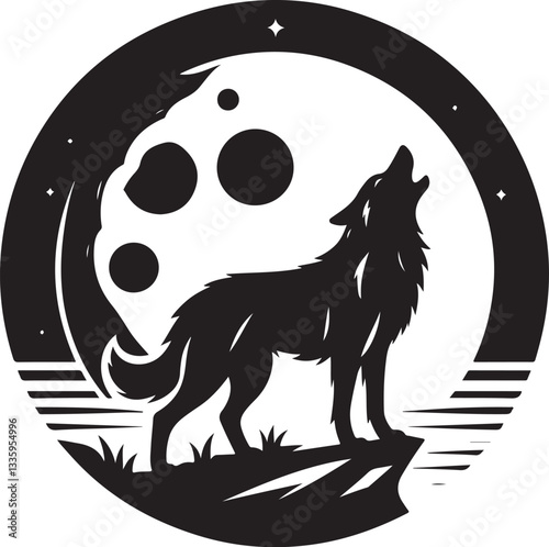 Wolf Howling Moon Silhouette Bundle