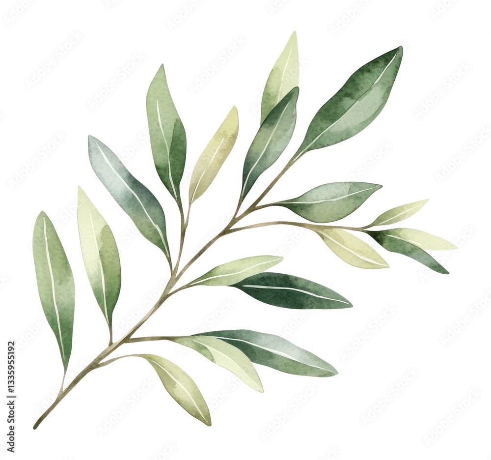 Obraz premium PNG Olive leaves leaf watercolor design.