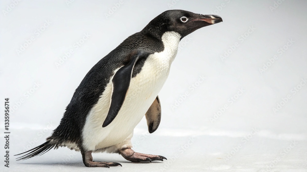 Naklejka premium Adelie Penguin in full view on studio background 