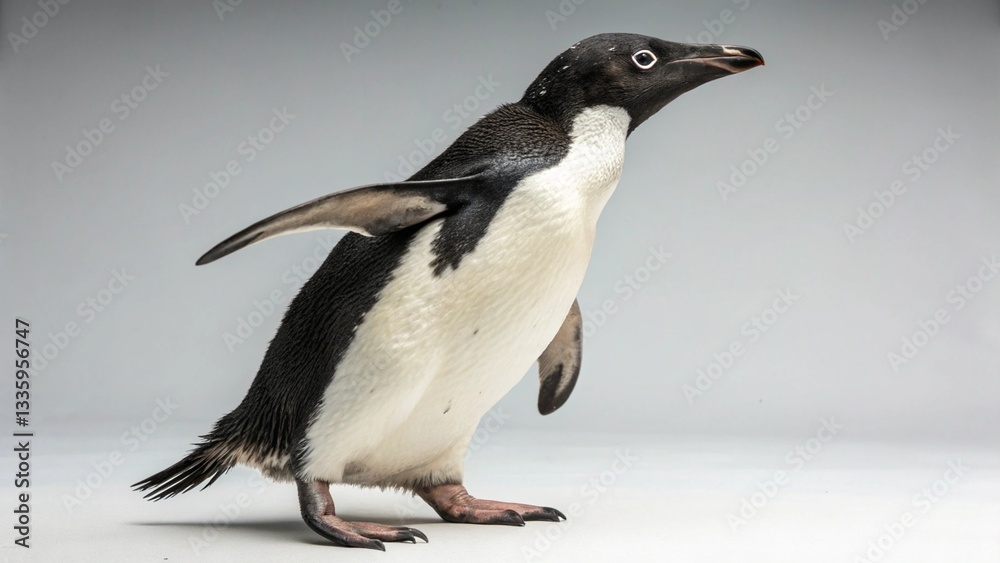 Fototapeta premium Adelie Penguin in full view on studio background