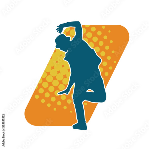 Silhouette of a slim man dancing pose. Silhouette of a male dancer in action pose.