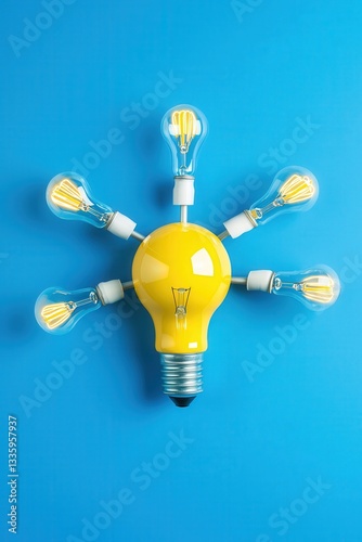 A windmill with blades shaped like light bulbs, symbolizing renewable energy ideas