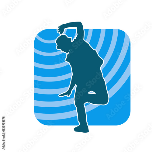 Silhouette of a slim man dancing pose. Silhouette of a male dancer in action pose.
