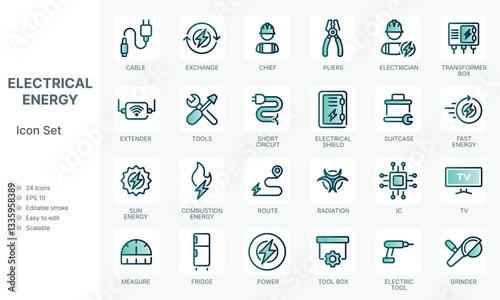 Modern set energy efficiency concept and electricity icon