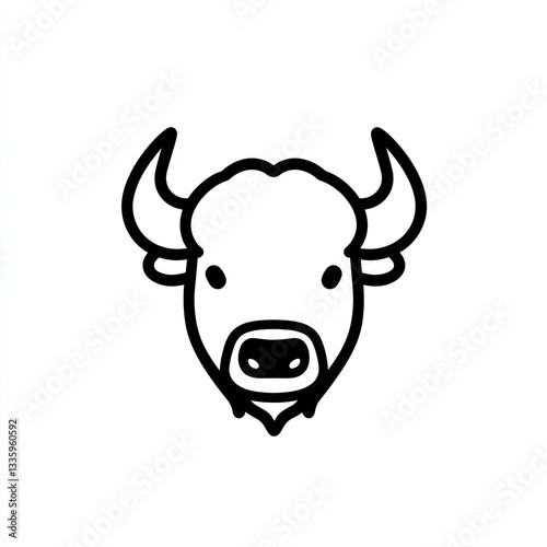 Wallpaper Mural Cute simple buffalo face icon black outline on white background minimalistic  Torontodigital.ca