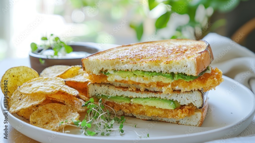 Delicious avocado grilled sandwich with tortilla chips in bright modern kitchen delicious and tasty avocado sandwich perfect for social media and stock websites Delicious avocado grilled sandwich with tortilla chips in bright modern kitchen delicious and tasty avocado sandwich perfect for social media and stock websites