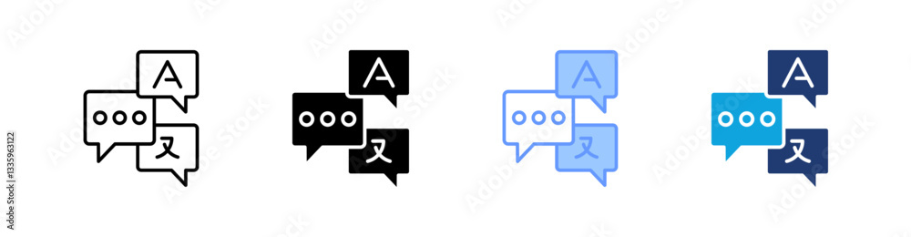 Multilingual Resources Multi Style Icon Set Vector Multilingual Resources Multi Style Icon Set Vector