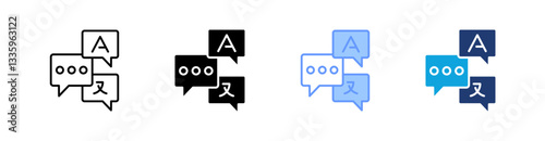  Multilingual Resources Multi Style Icon Set Vector 