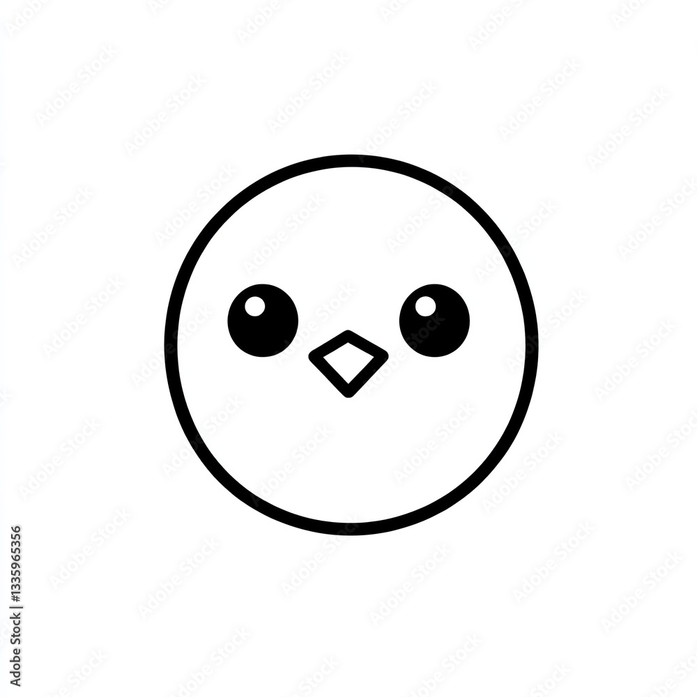 Cute simple penguin face icon black outline on white background minimalistic Cute simple penguin face icon black outline on white background minimalistic