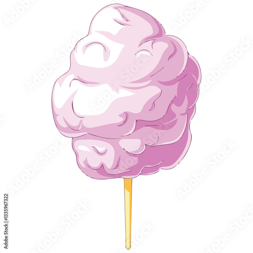 Cartoon Candy Floss Icon Vector Illustration on White Background