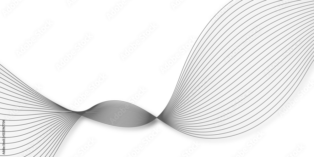 Fototapeta premium Frequency flow isolated science curve energy blend white and gray web technology smooth futuristic line.Abstract wave line for brochure, flyer, banner, template, wallpaper background with wave design.