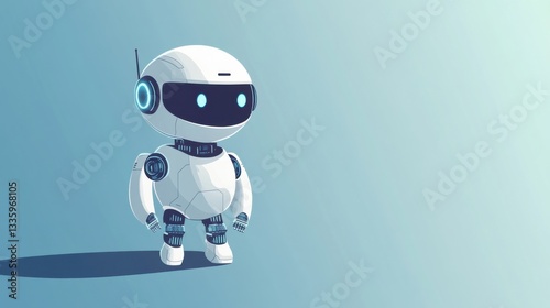 Wallpaper Mural Pixel art AI assistant, friendly futuristic robot, clean white, soft blue tones, simple digital circuits, minimalistic, modern style, sleek design, high-tech aesthetic, innovative branding Torontodigital.ca