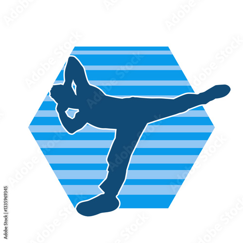 Silhouette of a slim man dancing pose. Silhouette of a male dancer in action pose.