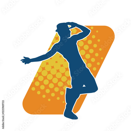 Silhouette of a slim man dancing pose. Silhouette of a male dancer in action pose.