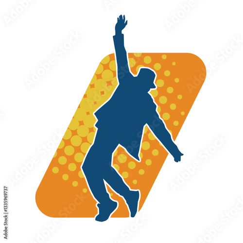 Silhouette of a slim man dancing pose. Silhouette of a male dancer in action pose.