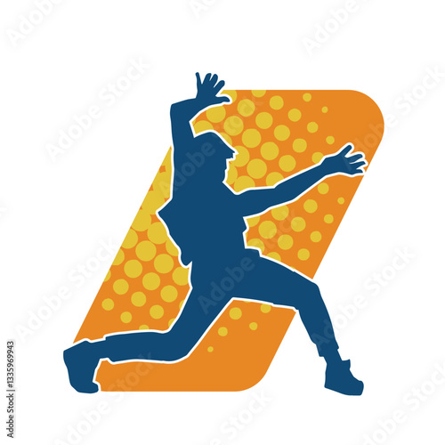 Silhouette of a slim man dancing pose. Silhouette of a male dancer in action pose.