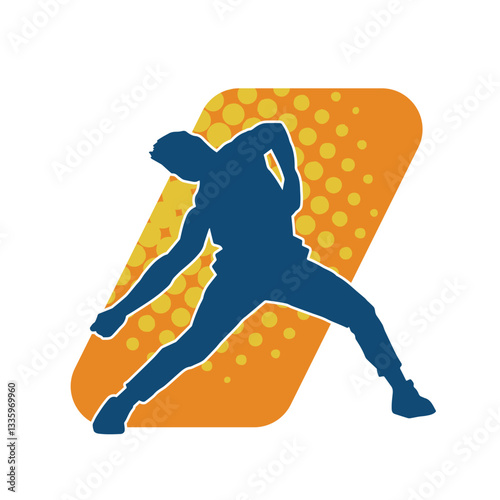 Silhouette of a slim man dancing pose. Silhouette of a male dancer in action pose.