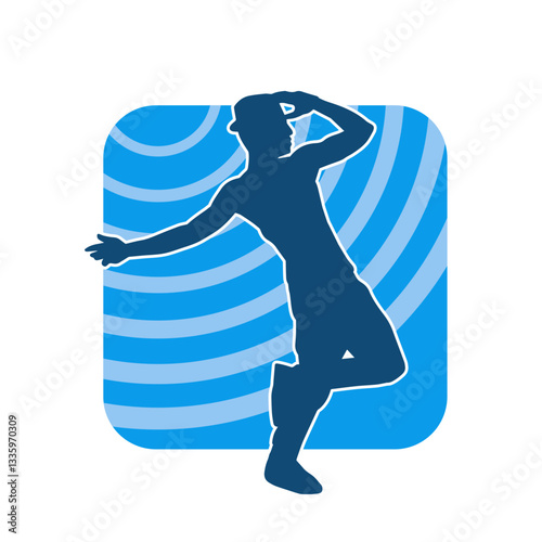 Silhouette of a slim man dancing pose. Silhouette of a male dancer in action pose.