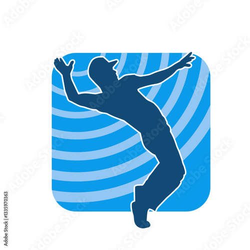 Silhouette of a slim man dancing pose. Silhouette of a male dancer in action pose.