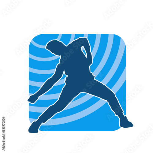 Silhouette of a slim man dancing pose. Silhouette of a male dancer in action pose.