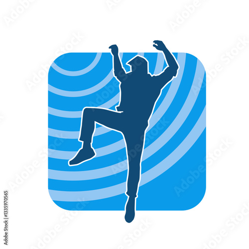 Silhouette of a slim man dancing pose. Silhouette of a male dancer in action pose.