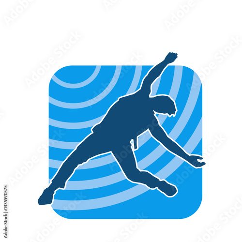 Silhouette of a slim man dancing pose. Silhouette of a male dancer in action pose.