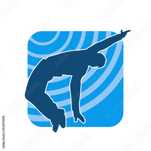 Silhouette of a slim man dancing pose. Silhouette of a male dancer in action pose.