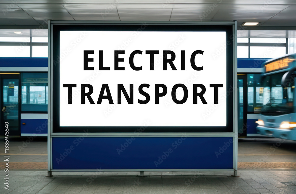 Electric Transport text words phrase on a billboard Electric Transport text words phrase on a billboard