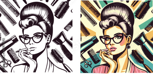vintage hair salon poster	
