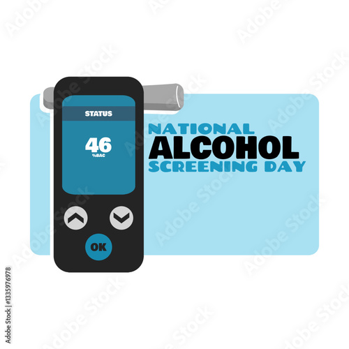 National Alcohol Screening Day to celebrate on April. Illustration of an alcohol tester on a white background.
