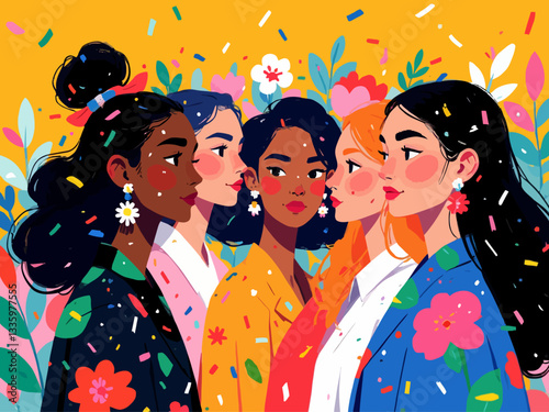 Flat international women's day background text