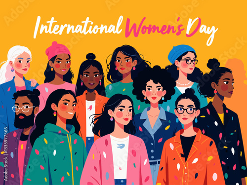 Flat international women's day background text