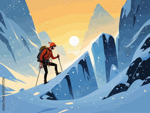 climb ice mountain theme illustration 