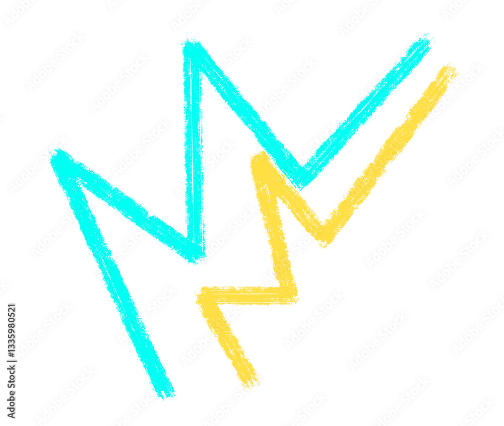 Trendy retro 90s elements style hand drawn pencil line.
