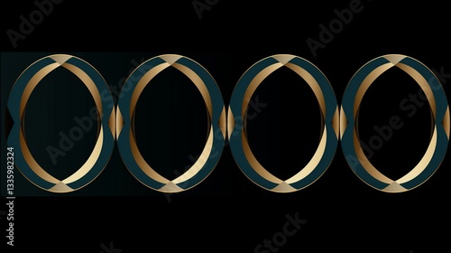 Ring geometric shapes O letter repetition, elegant and artistic vector pattern with smooth overlapping curves and symmetry.