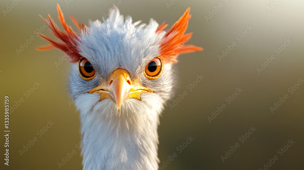 Curious bird with vibrant crest, close-up view showcasing bright eyes and unique feathers, ideal for nature-themed projects.