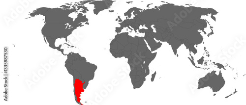 Argentina Highlighted on World Map – SVG, PNG, Transparent Background