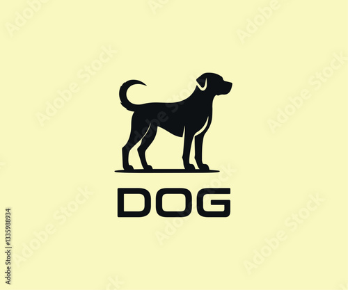 Elegant Black Dog Silhouette Logo Design, Canine Breed, Pet