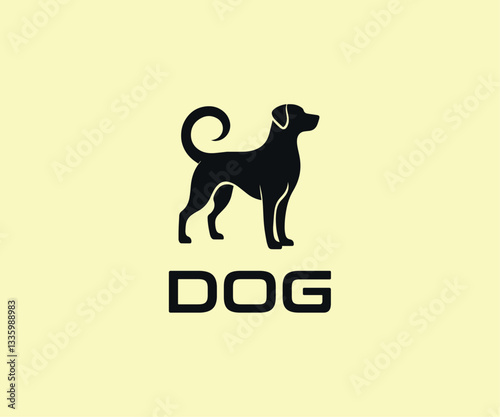 Elegant Black Dog Silhouette Logo Design, Canine, Pet, Animal