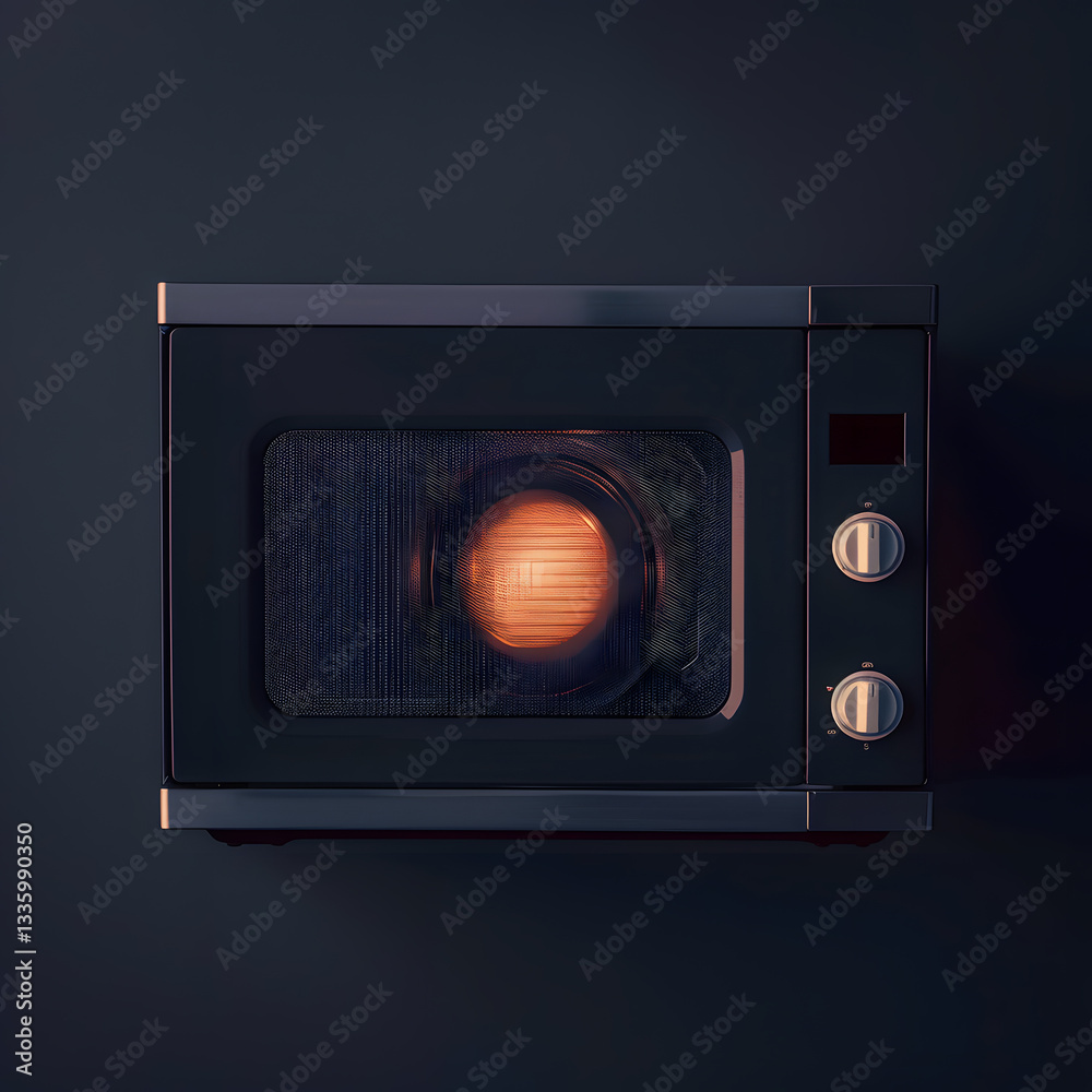 Fototapeta premium Modern Microwave Oven with Warm Light