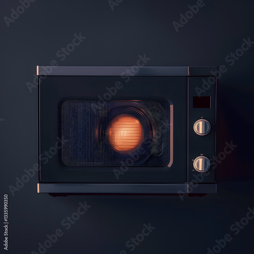 Modern Microwave Oven with Warm Light