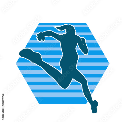 Silhouette of a sporty woman in running pose. Silhouette of a female run pose.
